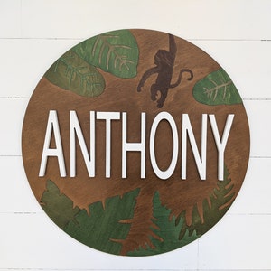 Wooden Jungle Nursery Name Sign: Custom Wall Art