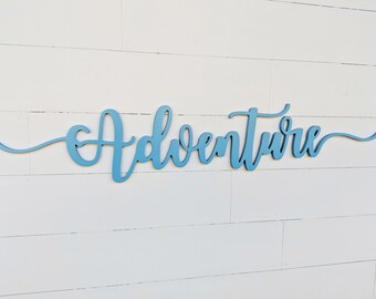 Wooden Adventure Word Sign | Birch Plywood Nursery Home Decor Wall Art