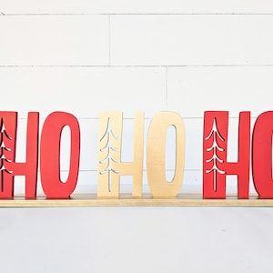Placa Ho Ho Ho independente - Decoração rústica de lareira natalina para decoração de casa de fim de ano