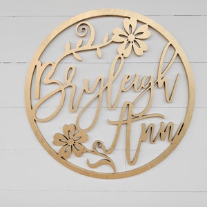 Floral Wooden Baby Name Sign: Nursery Wall Decor