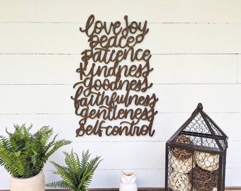 Handmade Wooden Fruits of the Spirit Wall Sign