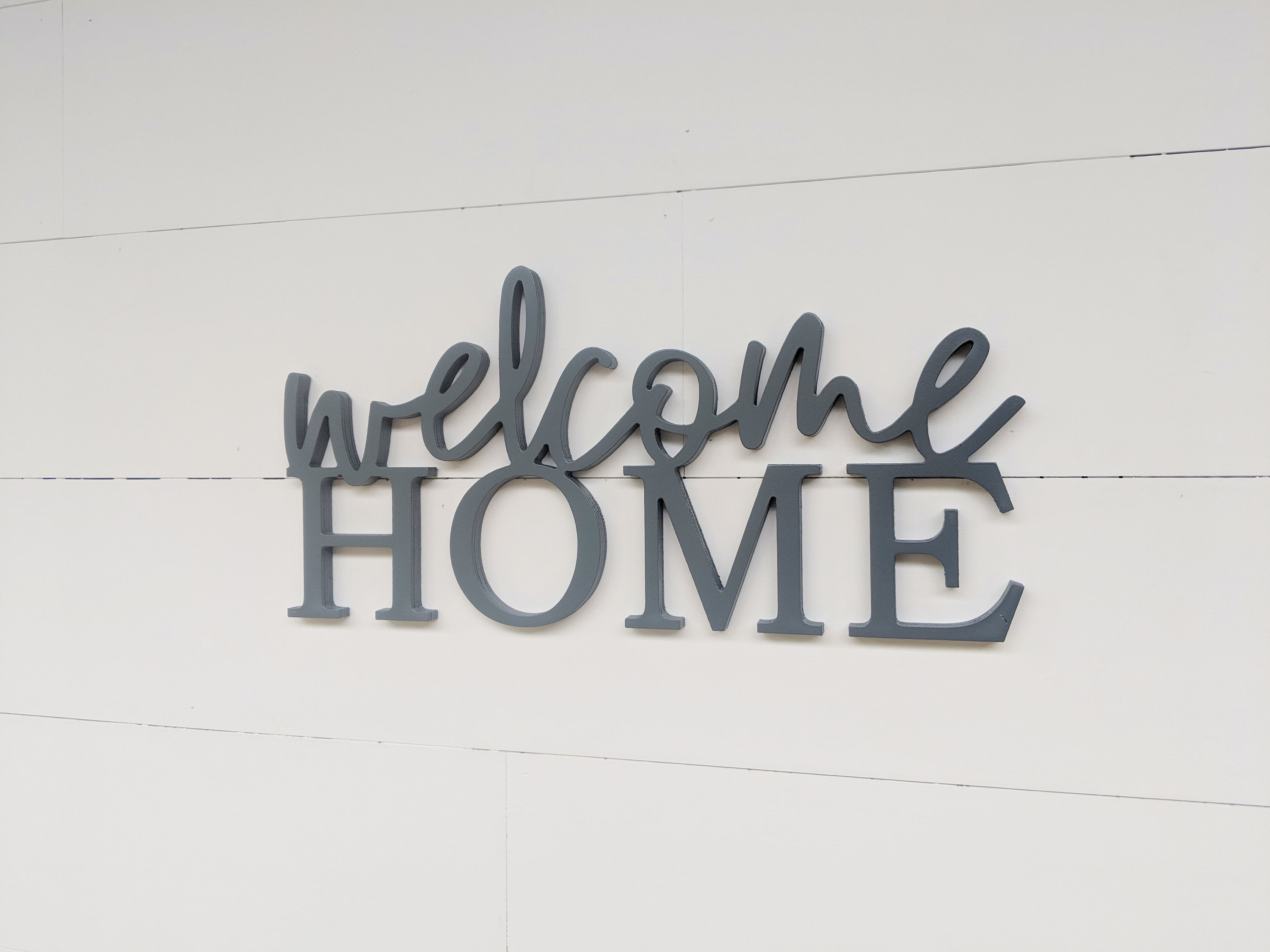 Welcome Home Sign: Wood Cutout, Rustic Farmhouse Decor