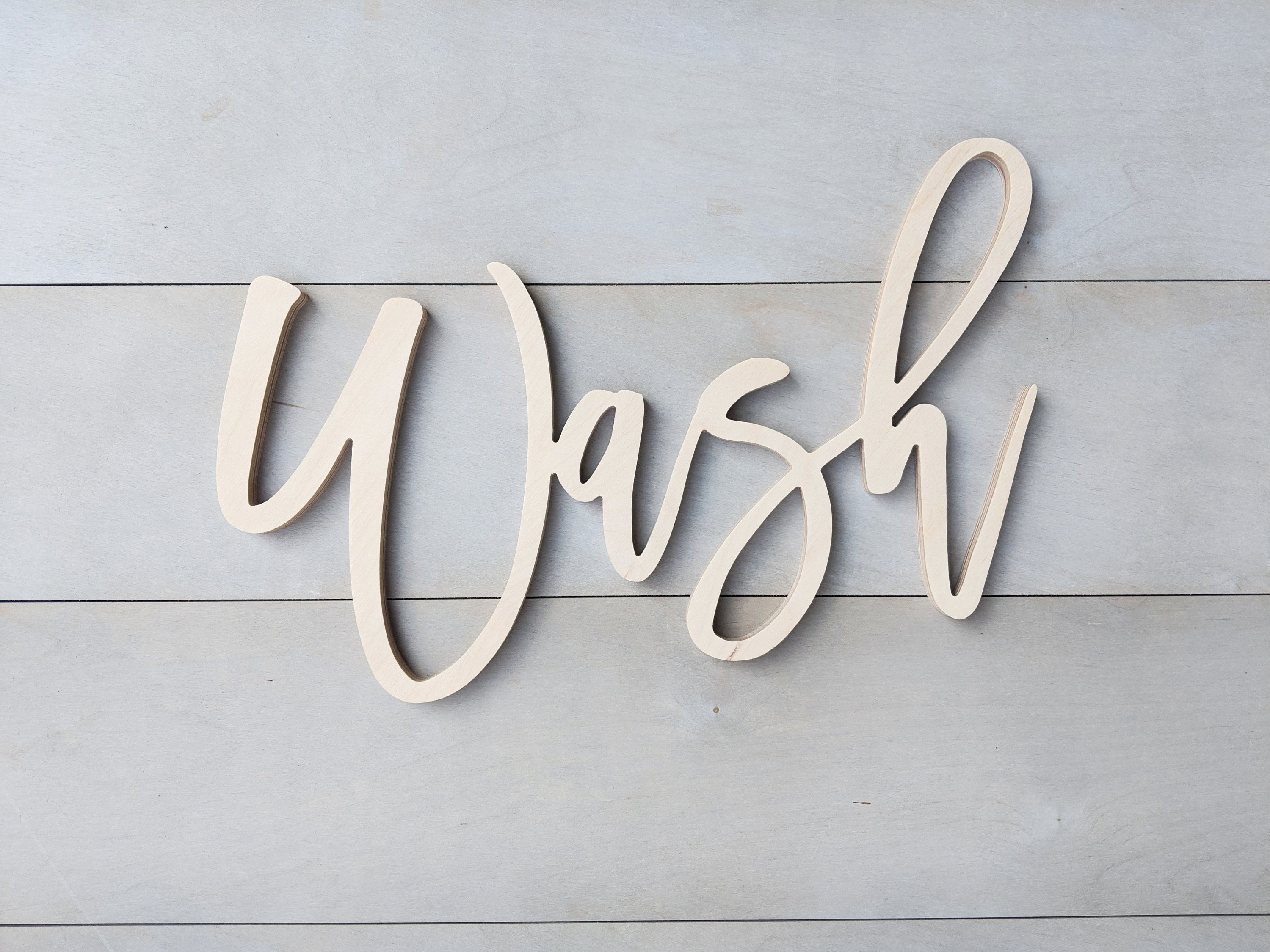 Wash Word Cutout Wash Wooden letters Wash Sign 1/2 inch Etsy