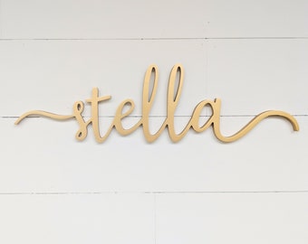 Baby Girl Nursery sign, Baby name cutout, girls nursery, baby name sign, kids room decor, above crib name sign