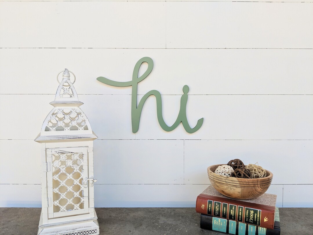 Wooden Hi Sign: Entryway Welcome Wall Decor - Etsy