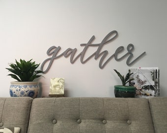 Gather Sign, Gather word cutout, 1/2" thick wooden letters gather sign, Gather cutout