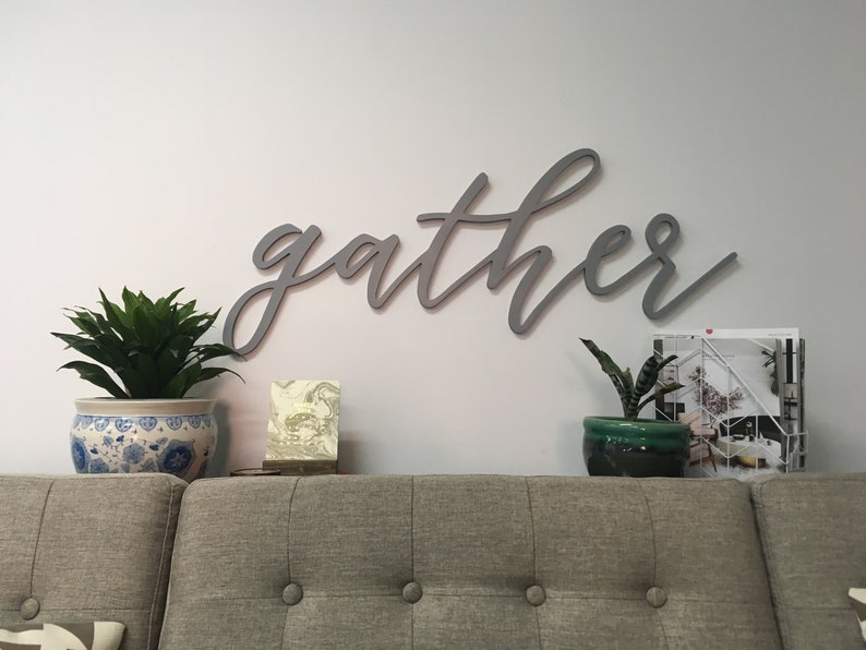 Gather Sign, Gather word cutout, 1/2 thick wooden letters gather sign, Gather cutout image 1