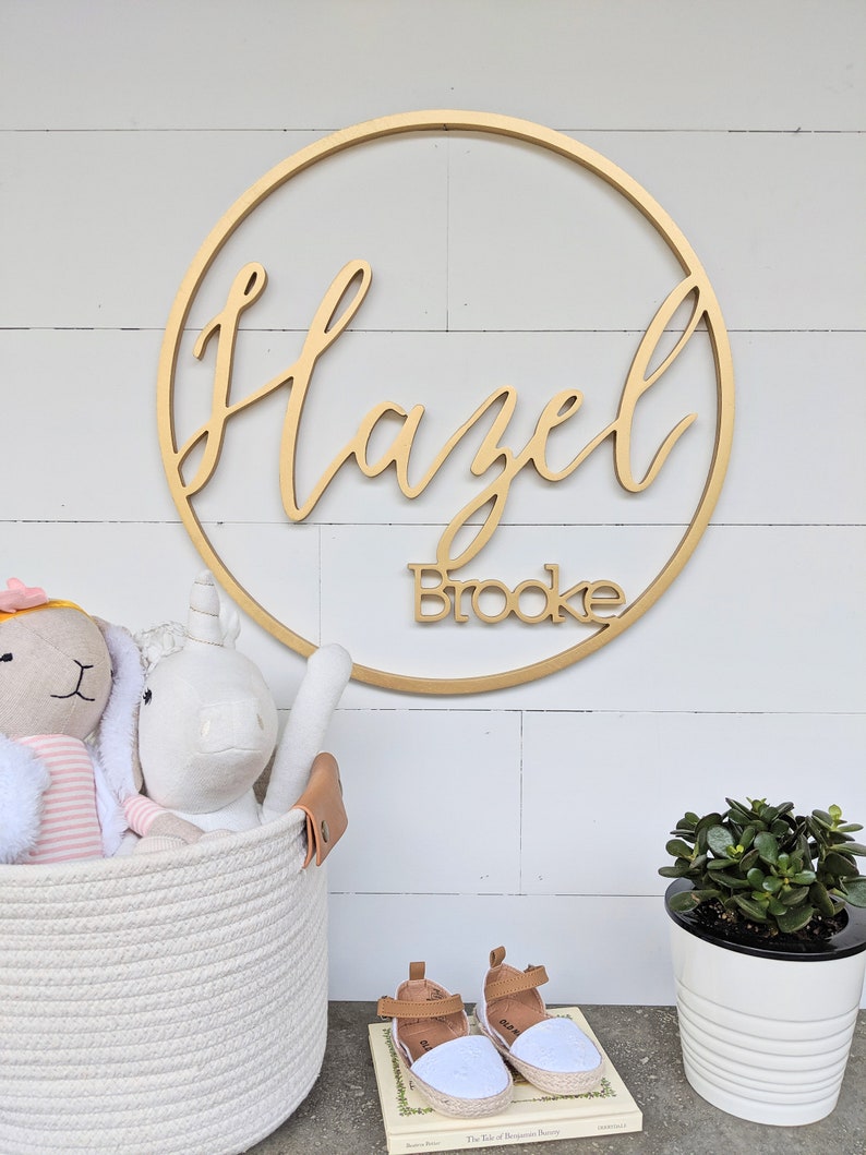 Wooden Nursery Name Sign Nursery Wall Art Custom Name Crib Etsy