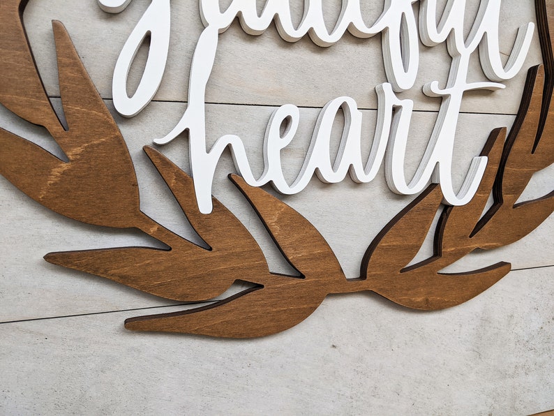 Give Thanks With a Grateful Heart Wood Phrase Sign, Fall Wall Art, 1/2 thick wooden fall sign, Fall Decor, Thanksgiving Wall Decor image 5