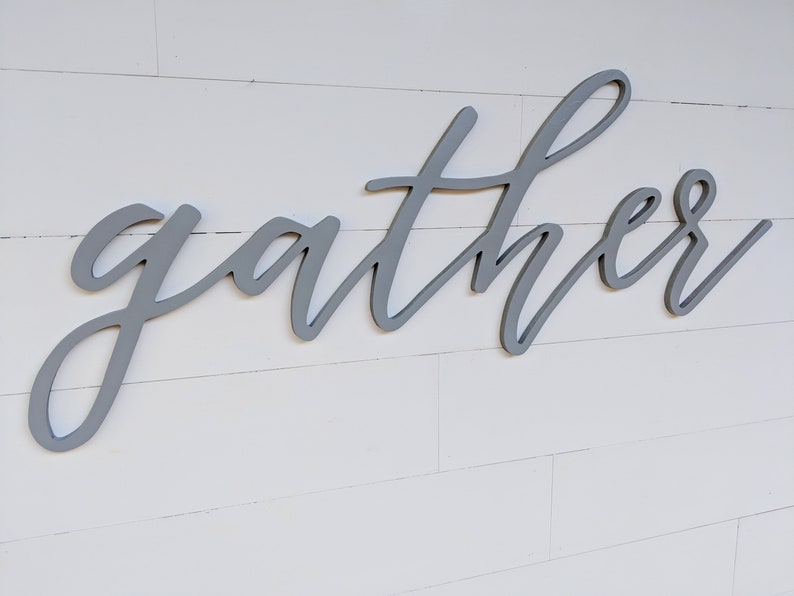 Gather Sign, Gather word cutout, 1/2 thick wooden letters gather sign, Gather cutout image 9