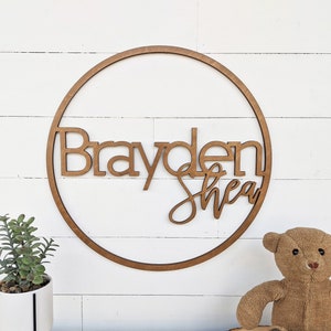 Letrero de madera con nombre para guardería / Arte mural para guardería / Letrero personalizado para cuna / Letrero con nombre de bebé niño / Decoración para guardería