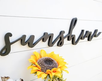 Letrero de madera recortado con diseño de sol: decoración de pared para habitación infantil