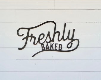 Freshly Baked Sign | Word Cut out Sign | Wooden Home Sign | Wooden Wall Decor | Kitchen Sign | Sign for Baking
