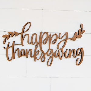 Letrero de madera de Feliz Día de Acción de Gracias: Decoración otoñal para el hogar