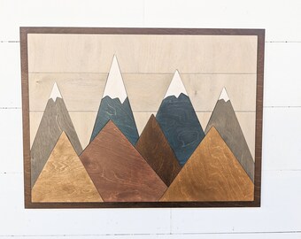 Wooden Abstract Mountains | Nursery Mountain Decor | Boys Room Decor | Mountain Wood Art