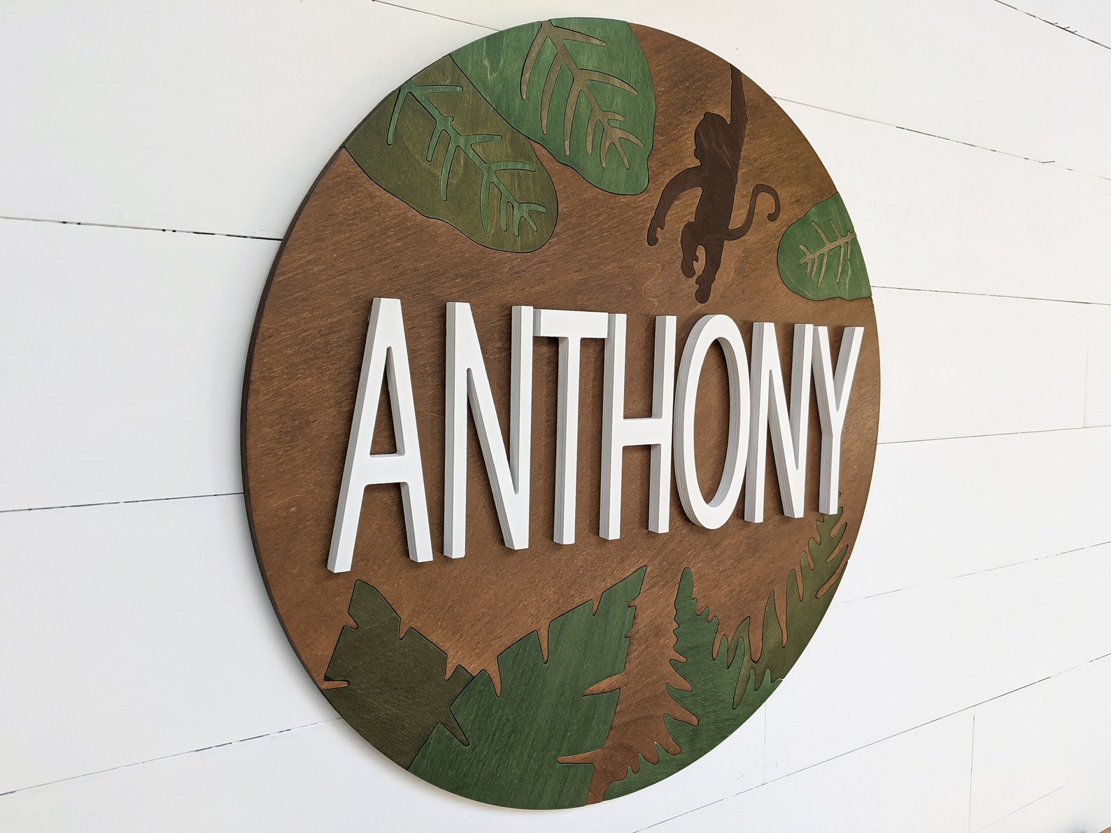 Wooden Jungle Nursery Name Sign Nursery Wall Art Jungle Etsy