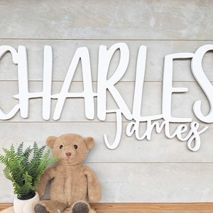 Baby boy or girl Nursery sign, Baby name cutout, boys name sign, girls name sign, kids room decor, above crib name sign image 1