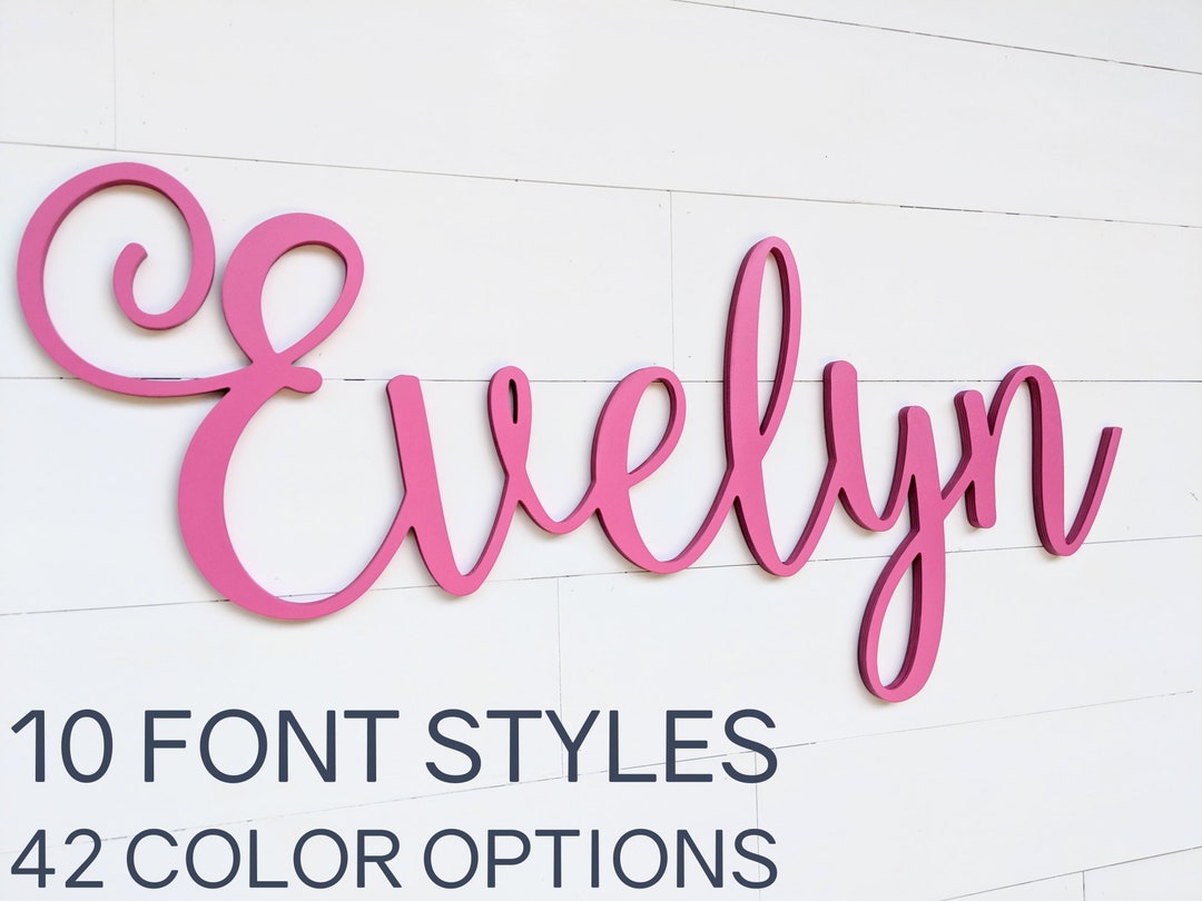 Name Sign for Girls Nursery With 10 Font Options Girls Name Wood Cutout