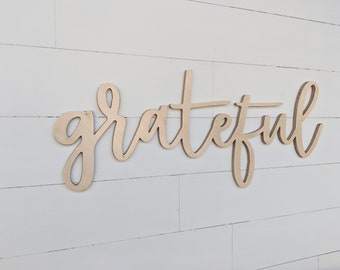 Grateful Word Cutout | Wooden letters | Grateful Sign |