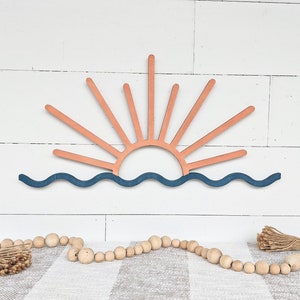 Sunset with Waves | Sunrise over Ocean Wood Wall Art | Waves Wall Art | Beach Wall Decor | Beach