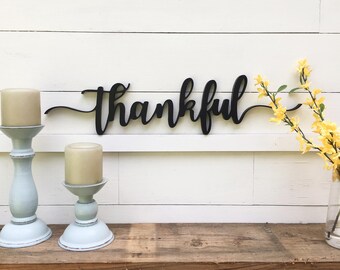 Thankful Word Cutout | Wooden letters | Thankful Sign