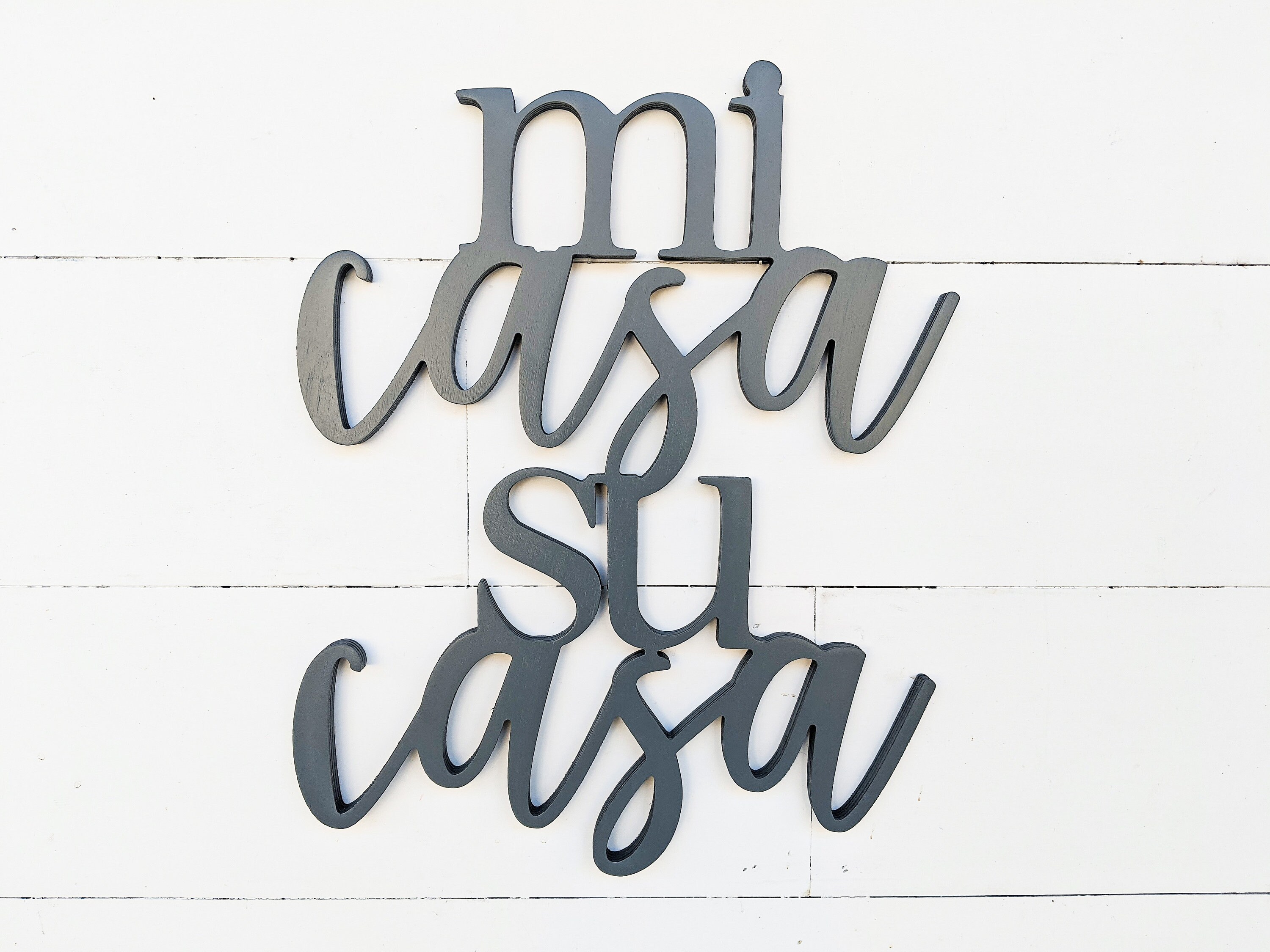 Mi Casa Su Casa Sign Word Cut Out Sign Wooden Home Sign Etsy
