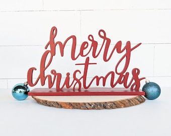 Merry Christmas Free-Standing Sign | Christmas Decor | Merry Christmas Sign| Christmas Mantel | Christmas Mantel Decor