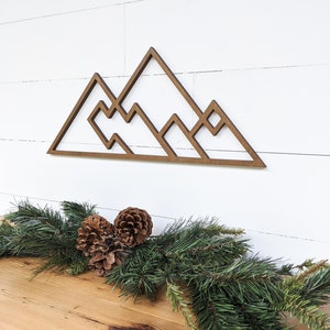 Geometric Mountains wall hanging Geometric woodland theme mountain decor Mountain range wall decor available in 4 sizes image 2