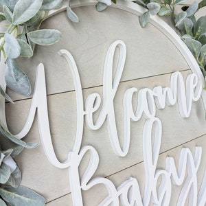 Welcome Baby Wooden Sign Baby Announcement Sign Hospital Baby Door Hanger Welcome Baby Sign image 5