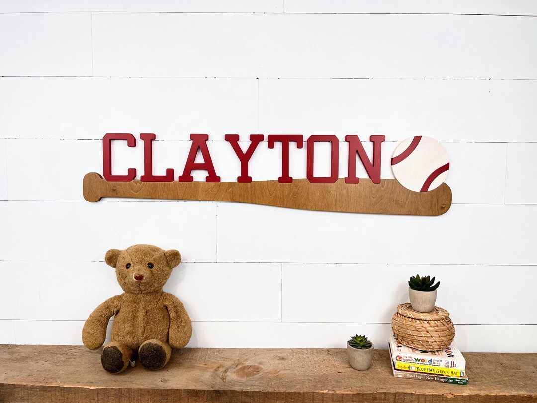 Baseball Name Sign: Custom Wood Cutout, Sports Nursery Decor - Etsy