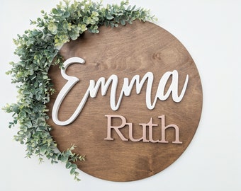 Round Girls Nursery Name Sign | Baby name sign for Nursery | Nursery letters | Two Colors