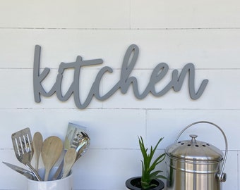 Kitchen Word Cutout Sign: Farmhouse Wall Decor, Modern Hanging Letters