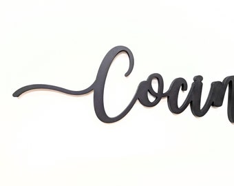 Cocina Kitchen Sign: Wooden Word Cutout, up to 46