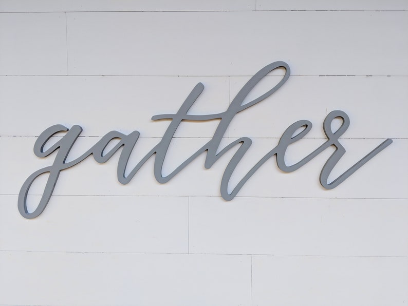 Gather Sign, Gather word cutout, 1/2 thick wooden letters gather sign, Gather cutout image 7