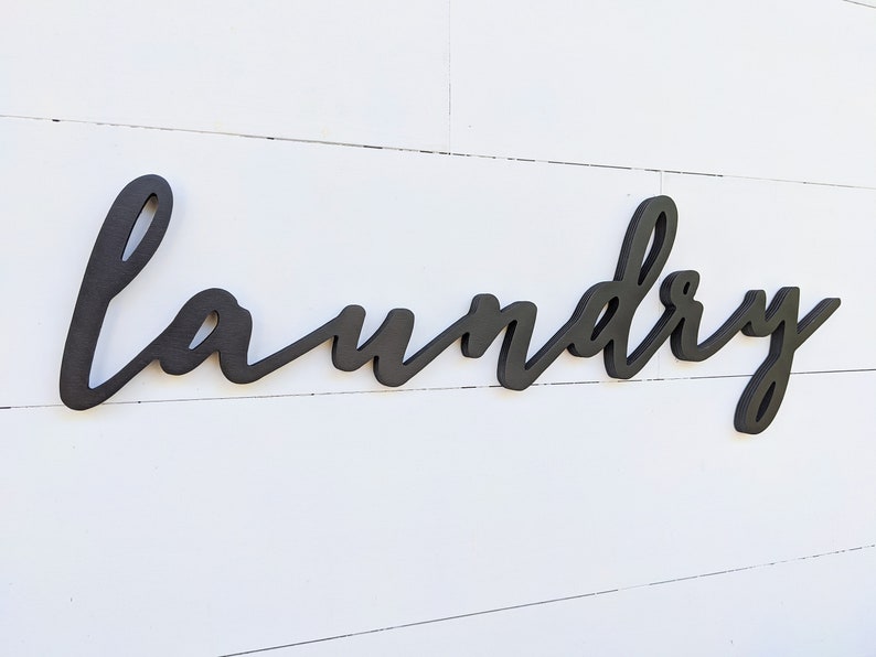 Laundry Word Cutout Wooden Letters Laundry Sign Etsy