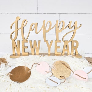 Happy New Year Free-Standing Sign | New Year Decor | Happy New Year Sign | Wooden New Year Sign