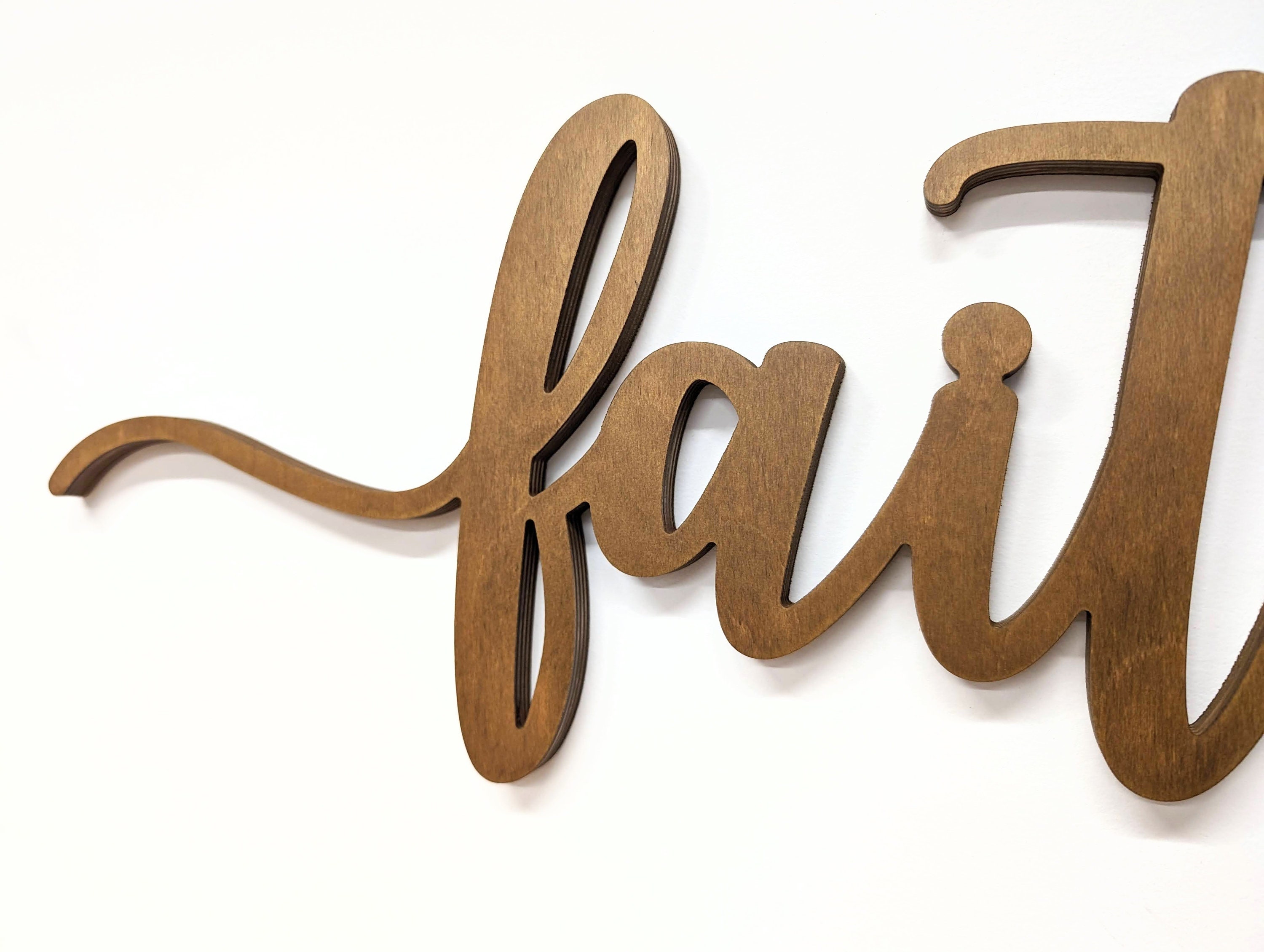 Inspirational Faith Wooden Wall Sign: Hand-painted Birch Home Decor for ...