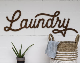 Laundry Room Word Cutout | Laundry Sign | Wooden Word Cut-Out | Wood Laundry Sign