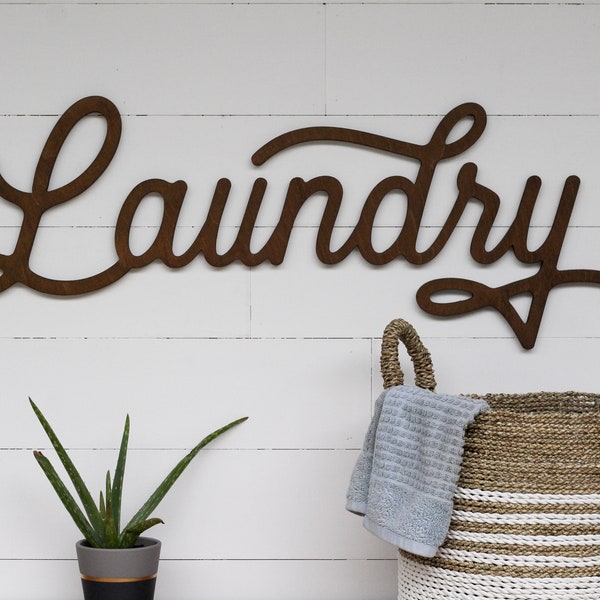 Laundry Room Word Cutout | Laundry Sign | Wooden Word Cut-Out | Wood Laundry Sign