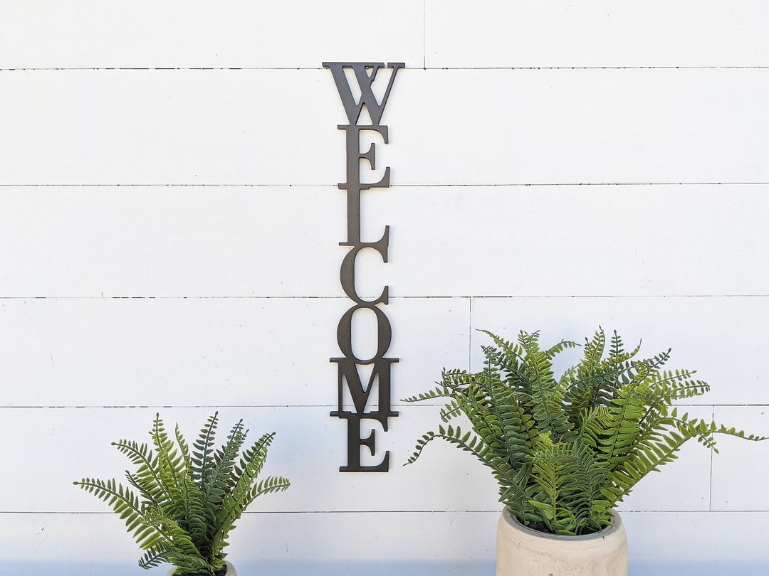 Vertical Wooden Welcome Sign: Rustic Home Decor | Door Hanger - Etsy