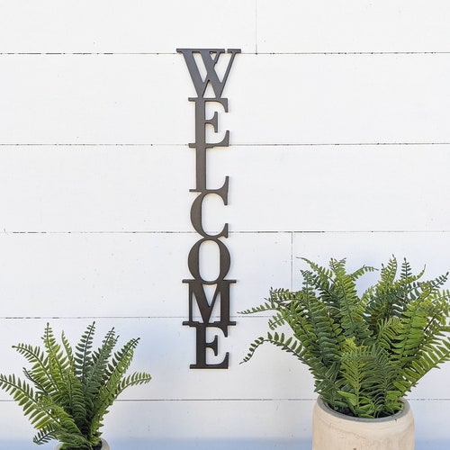 Panneau de bienvenue vertical en bois : Décoration d'intérieur rustique | Accroche-porte
