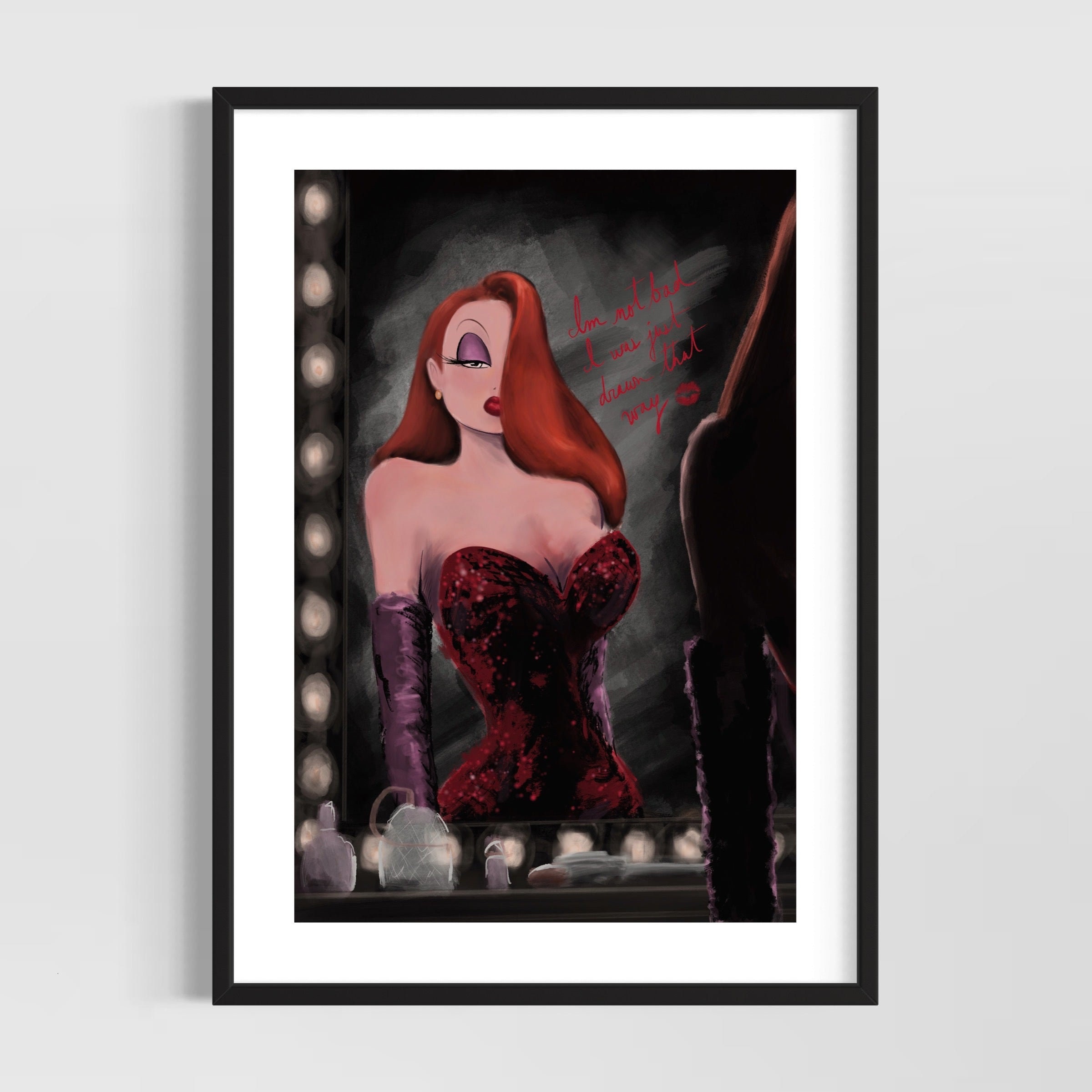 Jessica pinup girl art - pop culture word art - original fine art print