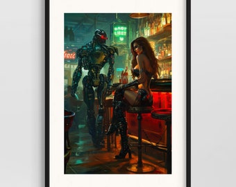 Cyberpunk girl - science fiction wall art - original fine art print