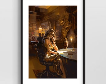 Greek mythology art - Athena Greek goddess wall art - Original fine art print