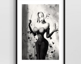 Jessica pinup girl art - pop culture art - original fine art print