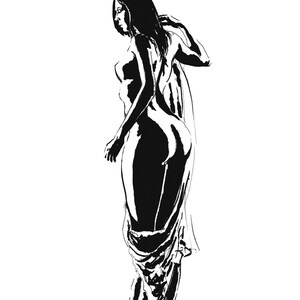 Minimalist female line art drawing - original fine art print