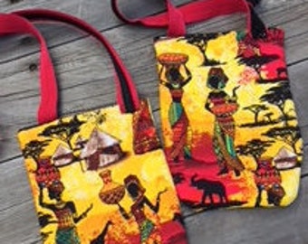 Women in African Village Scene Handmade Cross Body Bag/Purse FREE SHIPPING