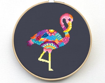 Flamingo Counted Cross Stitch Kit - Beginner Embroidery Animal Cross Stitch Kits - Flamingo Gifts - Mother's Day Gift - Easy Needlepoint