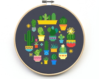 Cross Stitch Kit Beginner - Embroidery Kit - Cactus Cross Stitch Kit - Counted Cross Stitch Kit