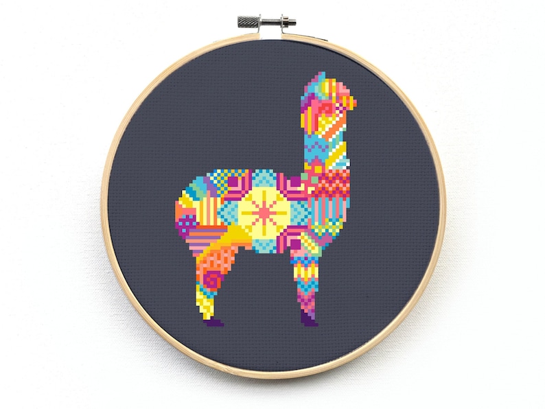 Alpaca Cross Mandala Alpaca Cross Stitch Pattern - Modern Llama Design - Embroidery ...